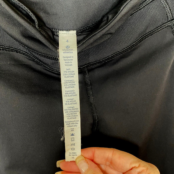 Lululemon Black Side Hip Zip Pockets Mesh Detail Waist & Ankle 7/8 Leggings 4 - Picture 5 of 8